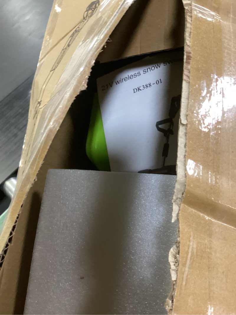 Condition photo showing New/Like New for Cordless Snow Shovel, 21V Cordless Electric Snow Blower with Battery and Charger, 19FT Throw Distance, Lightweight 9.9lb for Driveway, Sidewalk, Steps, Patio(Green)