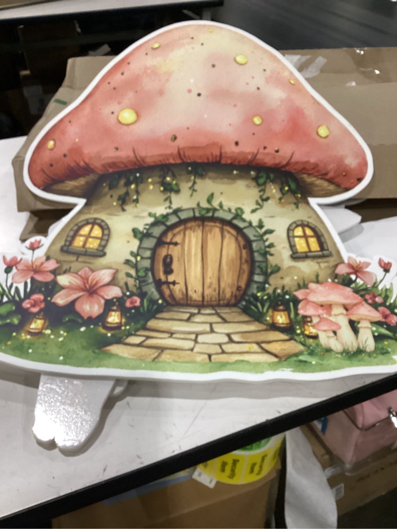 Condition photo showing As Is for honoson 4 pcs large 24" x 32" fairy cardboard cutouts, fairy party decoration yard signs standup for baby shower birthday mushroom flower forest lawn wonderland garden photo prop party supplies 4 flower fairy