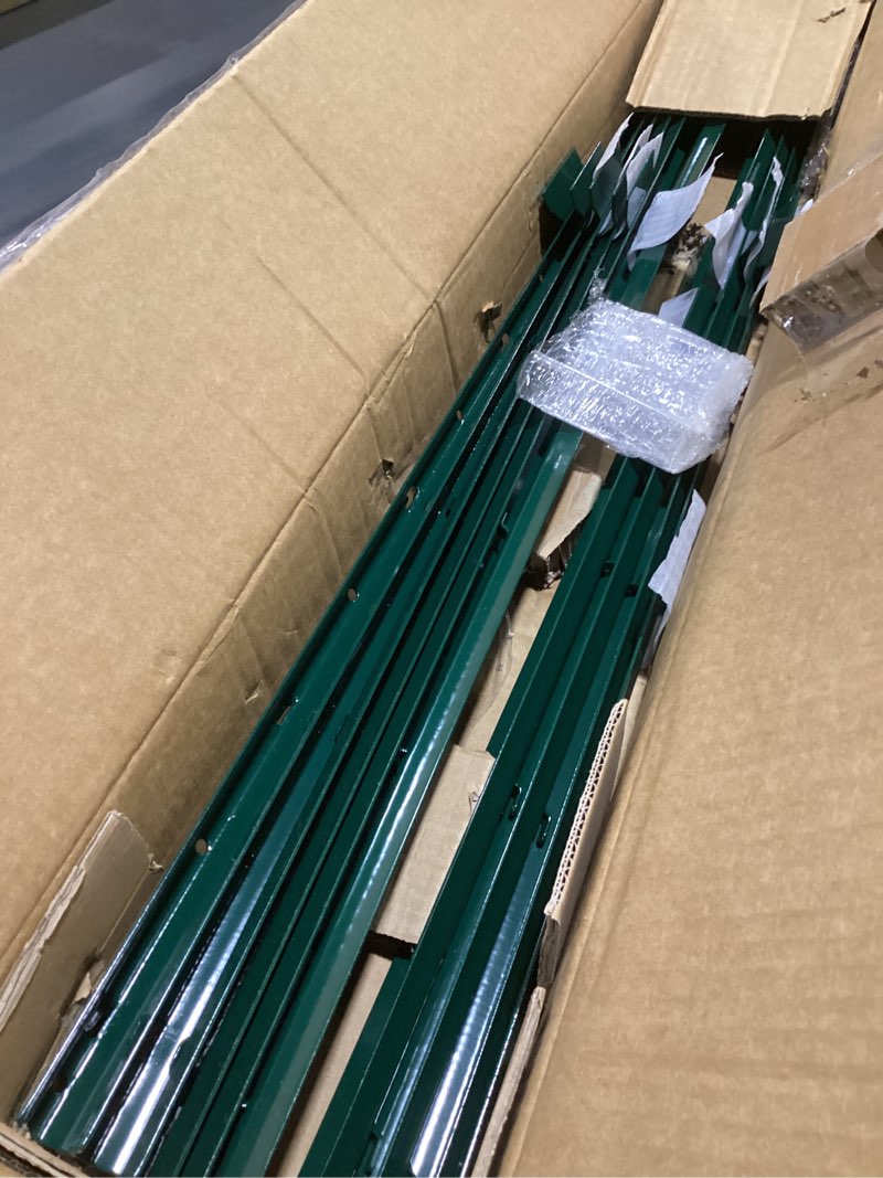 Condition photo showing Good Condition for 10 pack garden fence post, 3 feet heavy duty metal u-post for wire fence, no dig garden fence stakes for temporary fencing, electric fence wire, corner anchor, and more-green 3ft-10pcs green