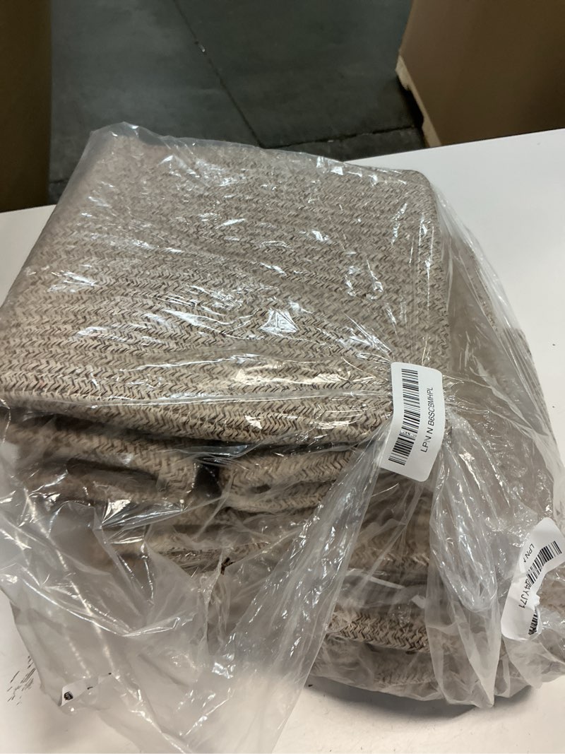 Condition photo showing Good Condition for cube storage bins 11 inch shelf cotton rope baskets for organizing, woven storage basket - perfect for toys, magazines, living room, closet, brown 3 pack 3pcs brown