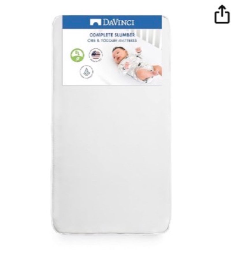 davinci complete slumber crib & toddler mattress, firm support, lightweight, waterproof, greenguard gold certified