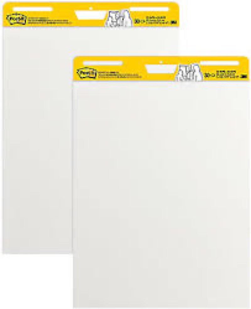 post-it super sticky easel pads  white  25 in. x 30 in.  2 pads