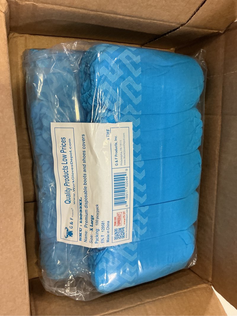 Condition photo showing New/Like New for premium disposable polypropylene boot/shoe covers, x-large (100-pack)