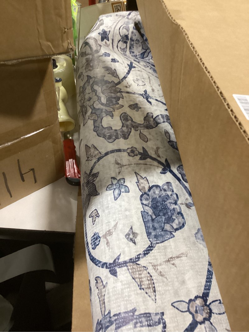 Condition photo showing Good Condition for 5x7 Durable Vinyl Rugs for Living Room, Vintage Floral Pattern for Dining Room, Bedroom, Home Office, Bobo Blue Non-Slip Large Rugs for Indoor&Outdoor RV, Deck, Backyard, Balcony, Modern Home Decor 5' x 7'(Vinyl) Blue