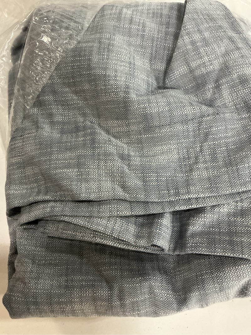 Condition photo showing New/Like New for textured cotton curtain, 48x96, blue