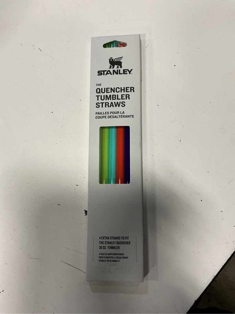 Condition photo showing New/Like New for stanley pack of 4 quencher tumbler straws for 30 oz | reusable replacement straws for tumbler with handle | stainless steel drinking cup accessory | bpa-free | summer 2 (multicolor)
