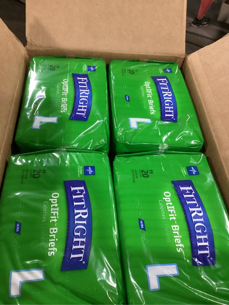 FitRight Adult Diapers, Ultra Heavy Absorbency, L (Waist Size 44in-56in), 80 Count, OptiFit Incontin