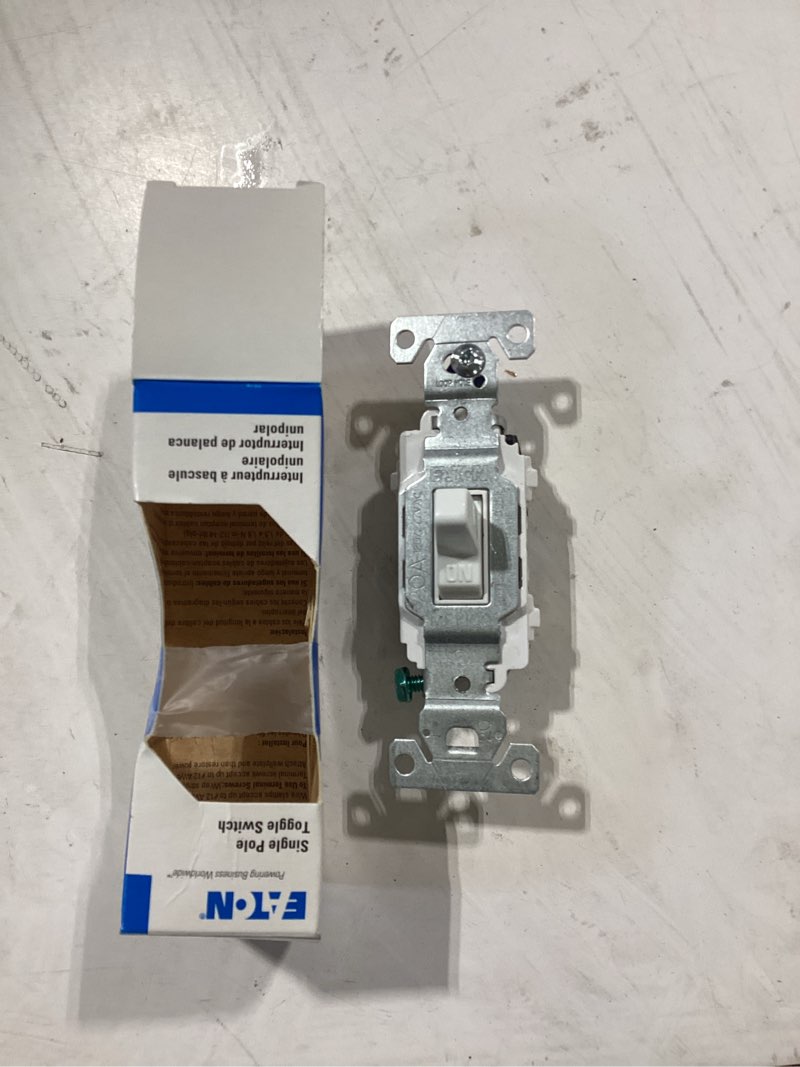 Condition photo showing Good Condition for eaton 20-amp single-pole toggle light switch, white