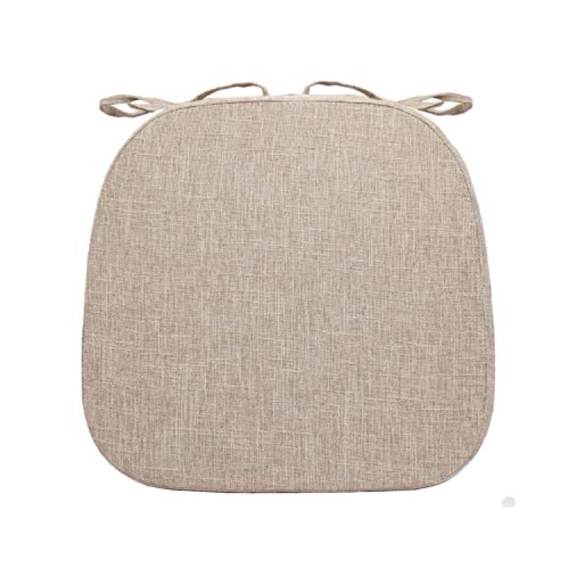 (2PCS) Beige Chair Pads with Ties for Dining Chairs - Kitchen Room Metal Wooden Bar Non Slip Seat Cushion with Machine Washable Cover