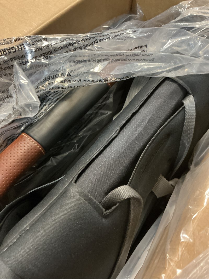 Condition photo showing Good Condition for uppababy minu v3 travel stroller - lightweight + compact design - one-hand fold + unfold - from birth + overhead compatible - greyson (charcoal mélange/carbon frame/saddle leather)