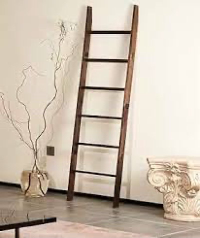 6 Tier Wooden Blanket Ladder - Rustic Style Quilt Ladder for Blankets - Blanket Rack for Wall - Blan