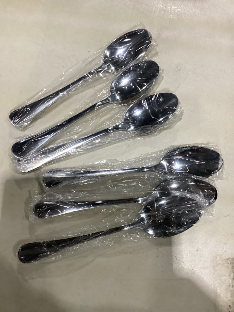 Condition photo showing As Is for dinner spoon set,8-piece 7.3 inch soup spoons,premium food grade stainless steel table spoon,durable metal tablespoon,dishwasher safe silverware spoons 8-piece(silver)