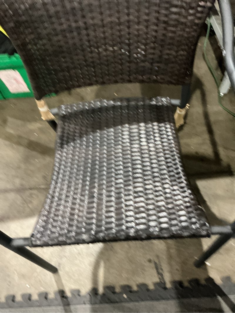 Condition photo showing Good Condition for style selections pelham bay wicker stackable matte black metal frame stationary dining chair(s) with woven seat