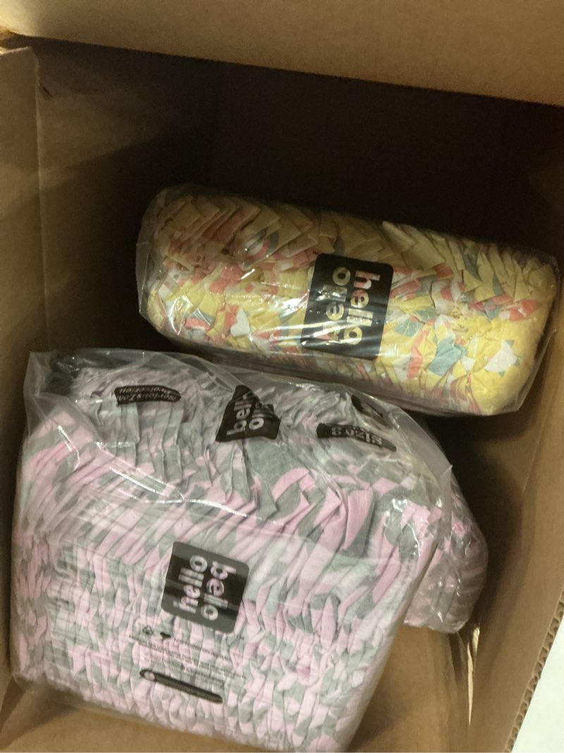 Condition photo showing As Is for hello bello premium diapers, size 5 (27+ lbs) surprise pack for boys - 72 count, hypoallergenic with soft, cloth-like feel - assorted boy & gender neutral patterns boy/neutral (assorted style) size 5