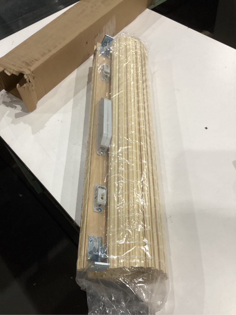 Condition photo showing Good Condition for not exact but similar to arlo blinds sheer bamboo roman shades with valance - tuscan,- light filtering cordless blinds for interior windows - real natural bamboo material - mounting hardware included