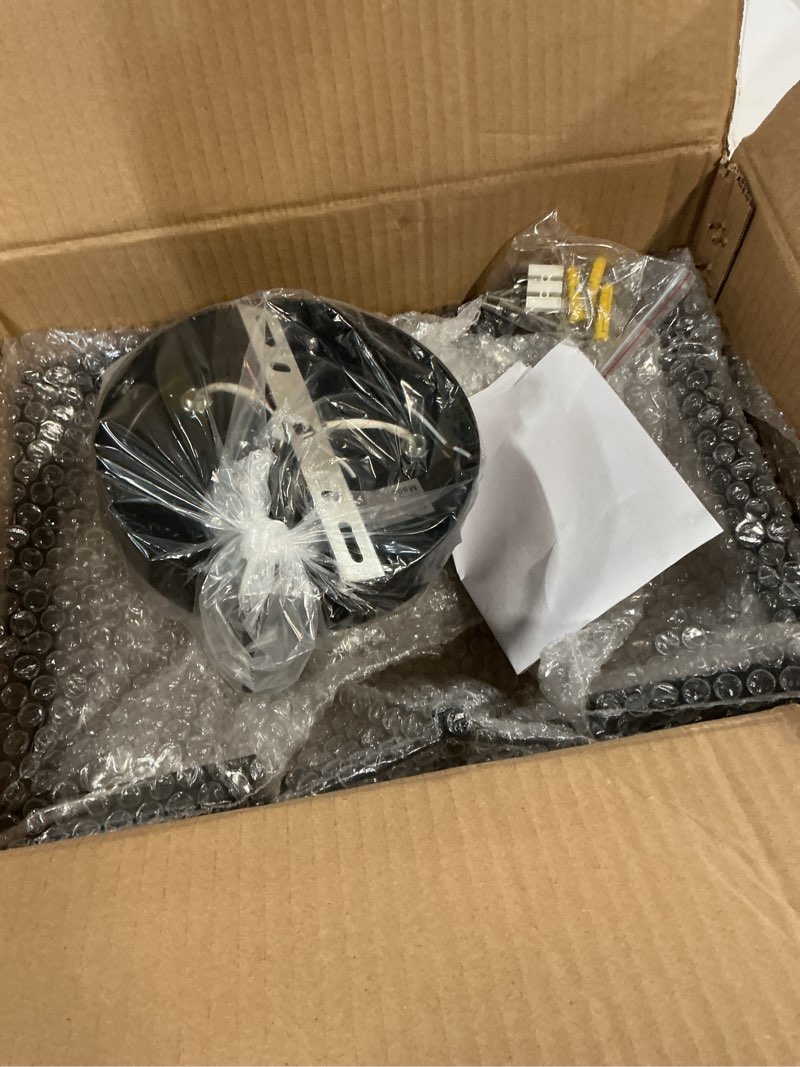 Condition photo showing New/Like New for 3-Light Ceiling Light Fixture, Black Semi-Flush Mount Chandelier with Geometric Metal Shade, Farmhouse Industrial Lighting for Kitchen Living Room Bedroom Hallway Foyer, E26 Base Fanrmhouse ceiling 3-Light