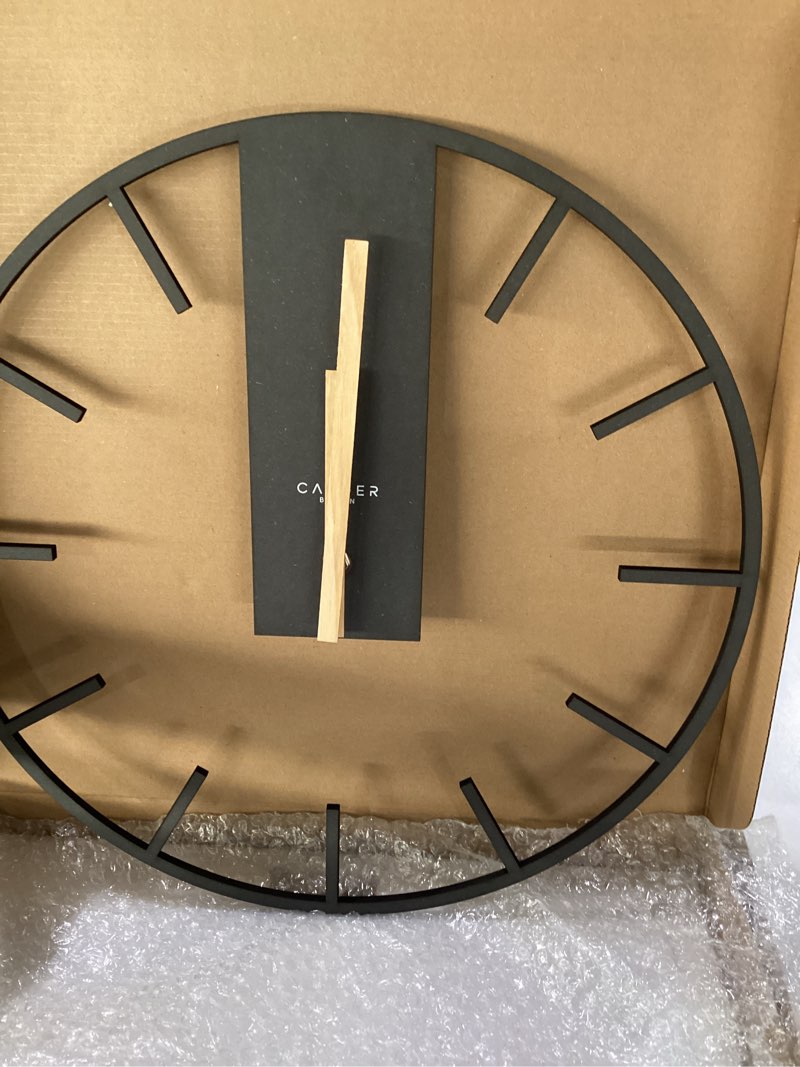 Cander Berlin Juna XXL Vintage Wall Clock Silent 15.7 inch MDF Wooden Hands Without Ticking Noises Large Modern Black Living Room Kitchen