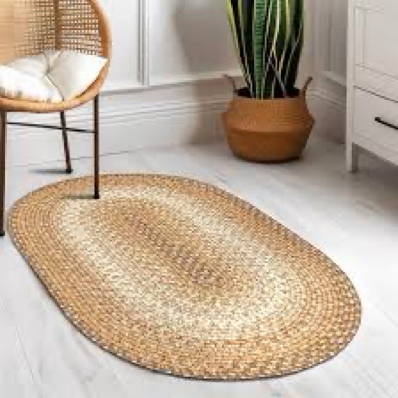 rctjhome 2'x3' oval braided entryway rug, farmhouse kitchen and floor mat for indoor/outdoor use, do