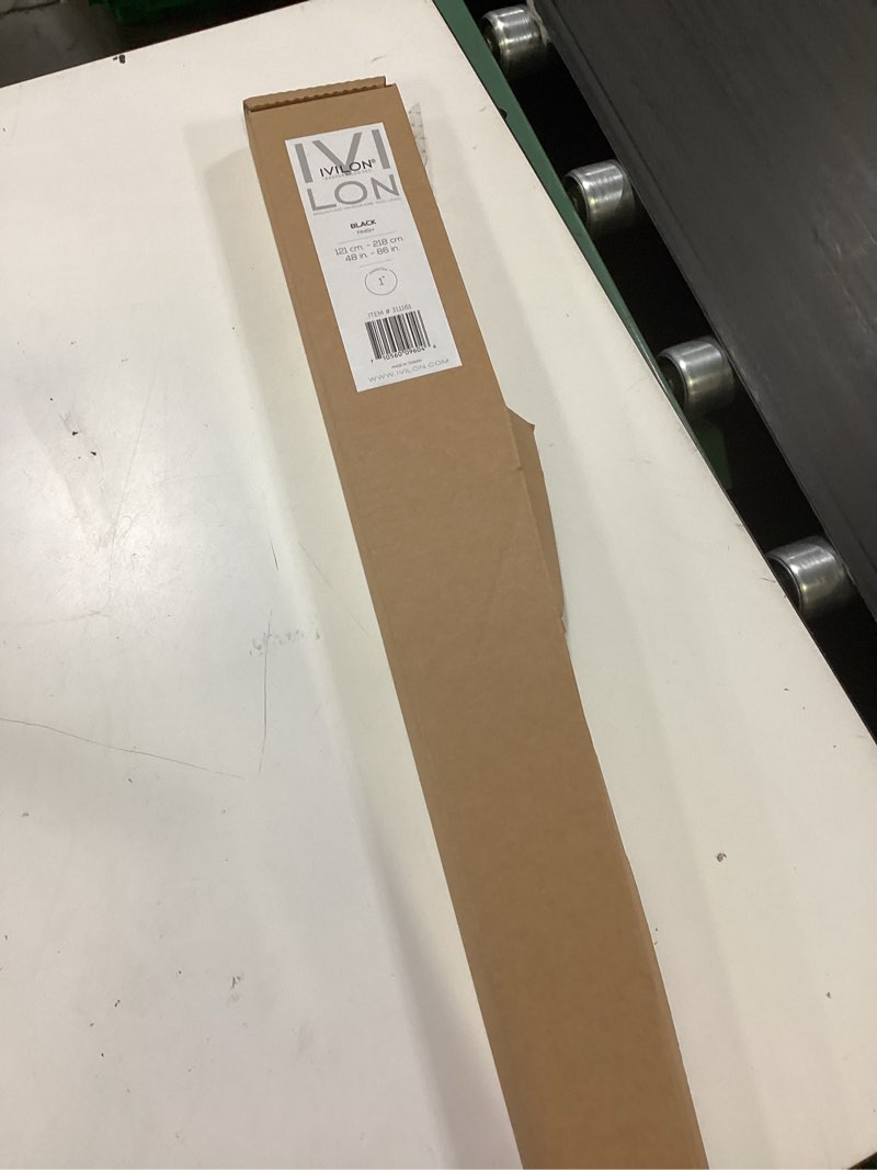 Condition photo showing New/Like New for ivilon curtain rod for windows 48 to 86 inch – 1 inch telescoping drapery rod, 2 long sections, end cap finials, black 48 to 86 in.