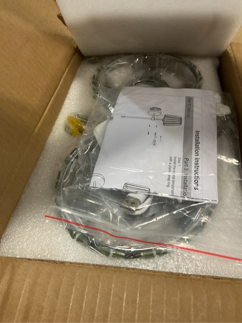 Condition photo showing New/Like New for Crystal Wall Sconces Set of 2, Dimmable Wall Sconce with Plug in Cord and Dimmer Chrome Plug in Wall Lamp Wall Mounted Light with Crystal Shade for Living Room Bedroom Vanity Light, Bulbs Included