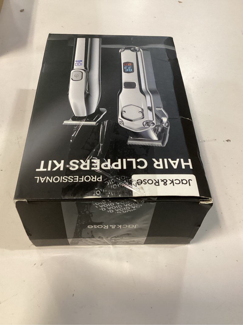 Condition photo showing New/Like New for jack & rose clippers and trimmers set, cordless hair clippers for men, barber clippers set silvery