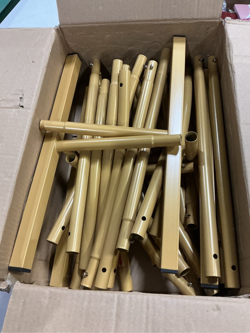 Condition photo showing As Is for Pureegg Metal Arch Backdrop Stand Set - Set of 2 (7.2ft/6.0ft), Gold Wedding Stand with Stable Base, Elegant Backdrop Cover for Party, Birthday, Baby Shower, Graduation, Easy to Assemble 7.2FT, 6.0FT