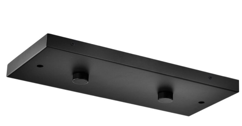 Two Pendant Light Linear Canopy Accessory Light Kit, 14 inch Flush Mount Cluster Canopy, Hanging 2 Lights with One Outlet Box for Kitchen Island, Mounting Hardware Included, Matte Black