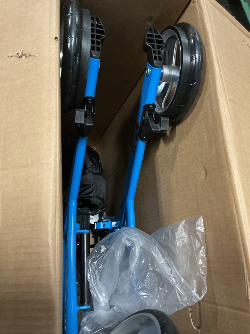 Condition photo showing As Is for Drive Medical Nitro Sprint Foldable Rollator Walker with Seat, Standard Height Lightweight Rollator with Large Wheels, Folding Rolling Walker, Walker Rollator with Seat, Blue