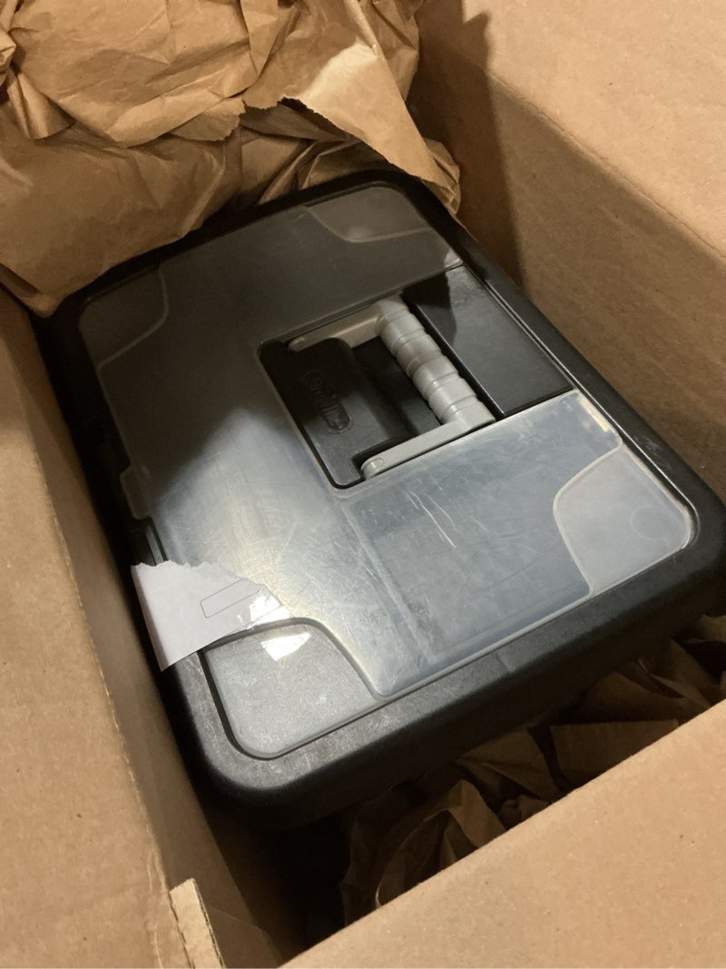 Condition photo showing As Is for Storex 61504B02C Portable File Box with XL Lid, 11 x 13-1/2 x 11 Inches, Black Black 11 x 13-1/2 x 11 Inches (Pack of 1) Letter Size with XL Lid