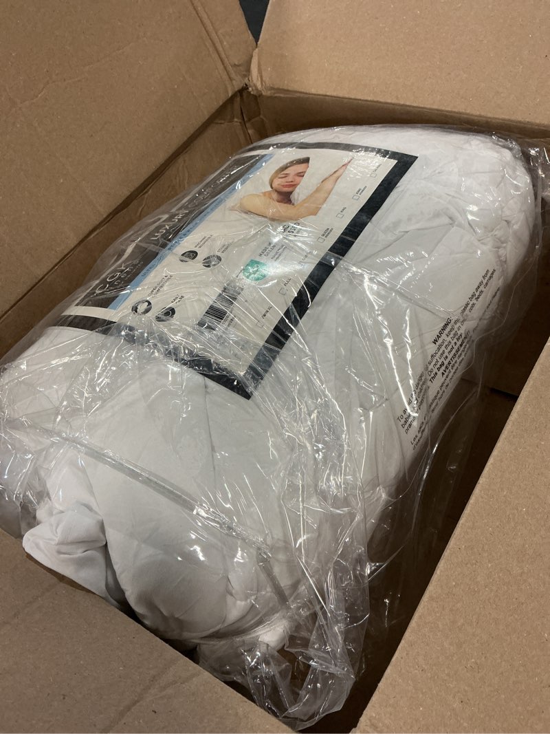Condition photo showing Good Condition for queen size, white alternative down comforter - warm, lightweight & breathable hotel quality bedding set for men, women, kids & teens - all season oversized cooling microfiber duvet insert comforter 01 - white queen (88" x 88")