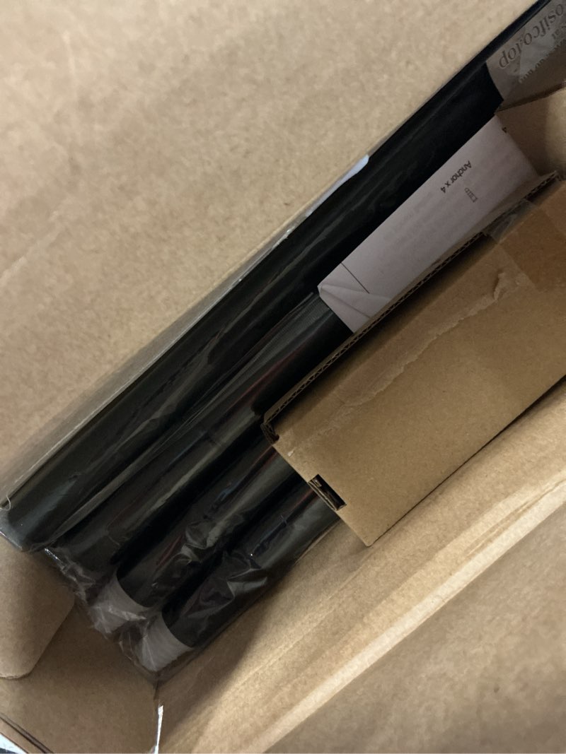 Condition photo showing New/Like New for black curtain rod 32 to 58 inch (2.6-4.8 ft), usfook 7/8 curtain rods for windows 20 to 54 inch, telescoping splicing drapery rods with twisted cage finials 32-58" black