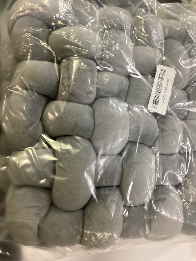 Condition photo showing Good Condition for wenqik 2 pcs knot pillows square knotted plush throws soft accent pillows decoration cushion for couch home office living room bedroom bed sofa decor, 12'' x 13''(light gray,crystal velvet) light gray crystal velvet