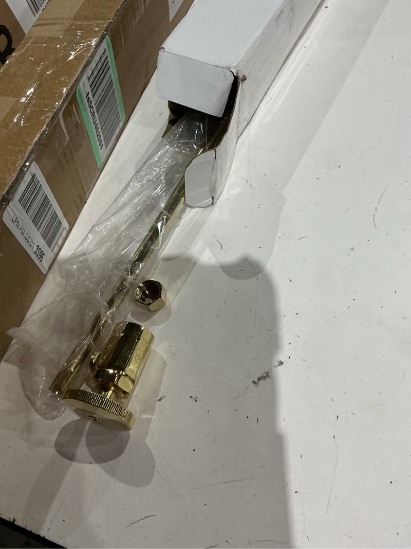 Condition photo showing As Is for westbrass flat head toilet kit with round handles, 1/2" ips x 3/8" od x 20", polished brass, d103kfh-01 1 pack polished brass