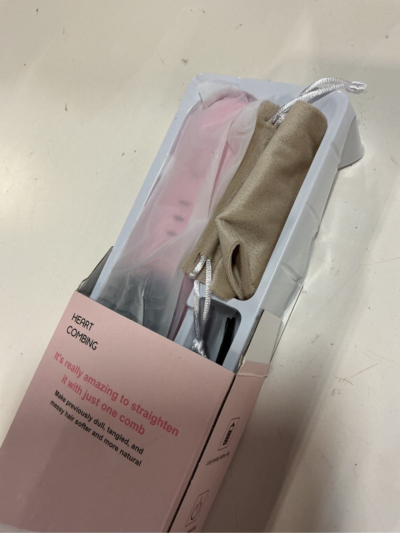 Condition photo showing Good Condition for 2026 new cordless hair straightener brush, go brush for short hair pro,300m negative ion anti-frizz, type-c rechargeable portable straightening comb (pink)