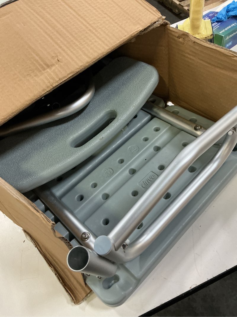 Condition photo showing As Is for drive medical 2-in-1 raised toilet seat with removable padded arms | raised toilet seat offers removable padded arms and secure locking attachment for standard toilets and safety