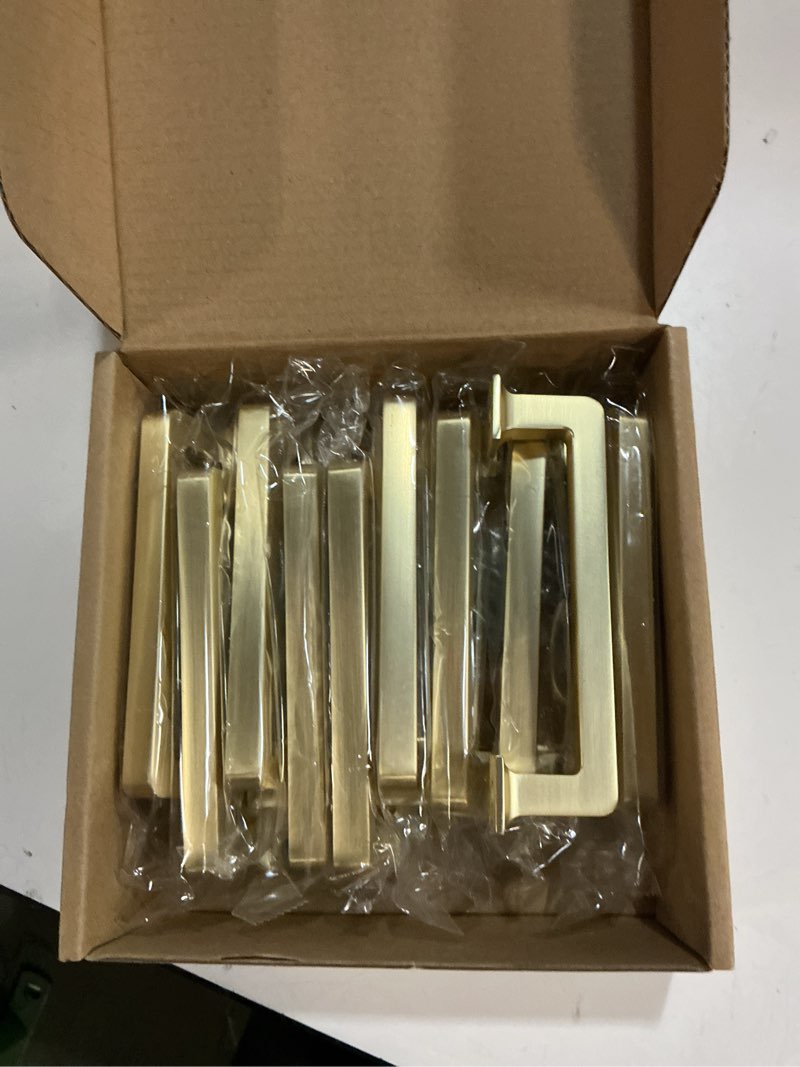 Condition photo showing Good Condition for 10 pack 3-3/4 inch brushed brass cabinet handles solid zinc alloy pulls for kitchen cupboard & drawer hardware 3-3/4 inches hole center brushed brass 10