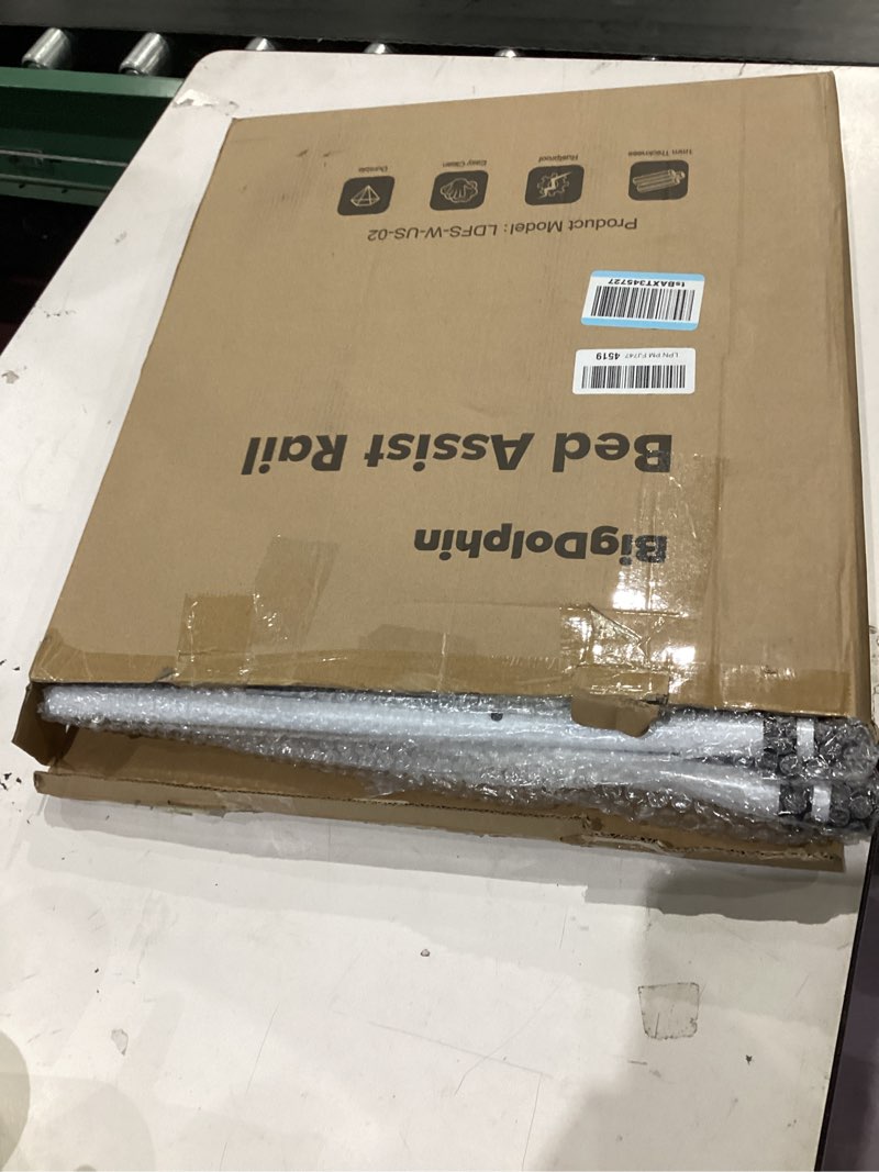 Condition photo showing As Is for BigDolphin Bed Rails for Elderly Adults Safety - ASTM Approved Adjustable Bed Cane with Non-Slip Ergonomic Handle & Storage Pocket, 400 LBS Stable Bed Assist Rails for Seniors, Tool-Free, Model Black Large-Curved handle