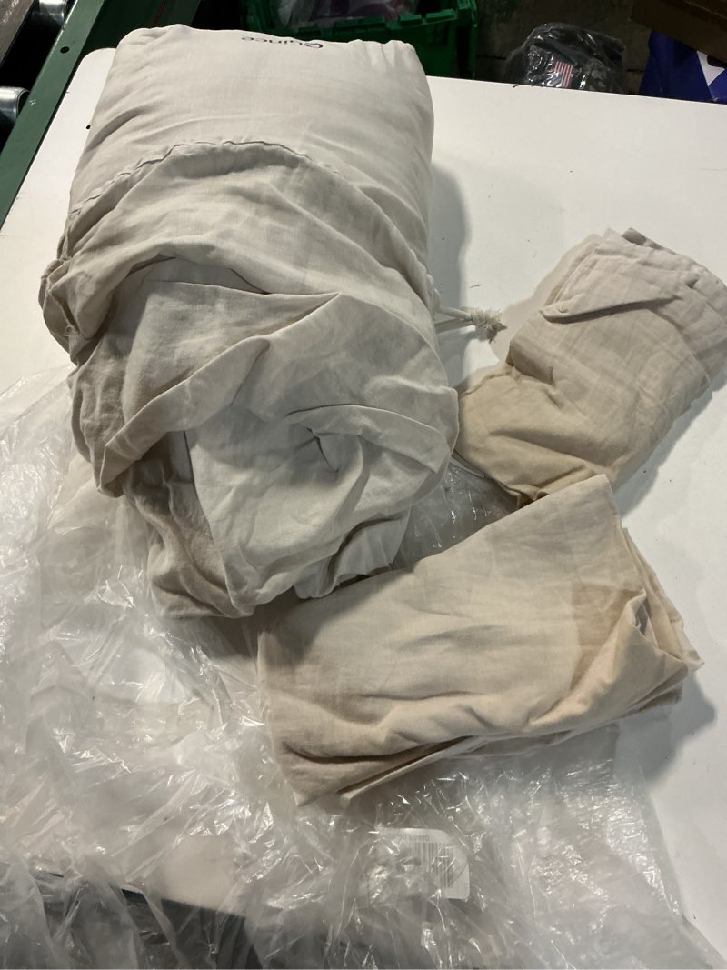 Condition photo showing As Is for european linen sheet set, king, sand