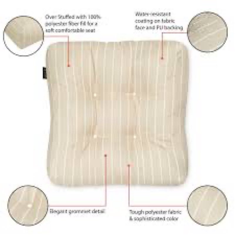 classic accessories patio seat cushion, 2 pack, soft beige, stripe, 19"w