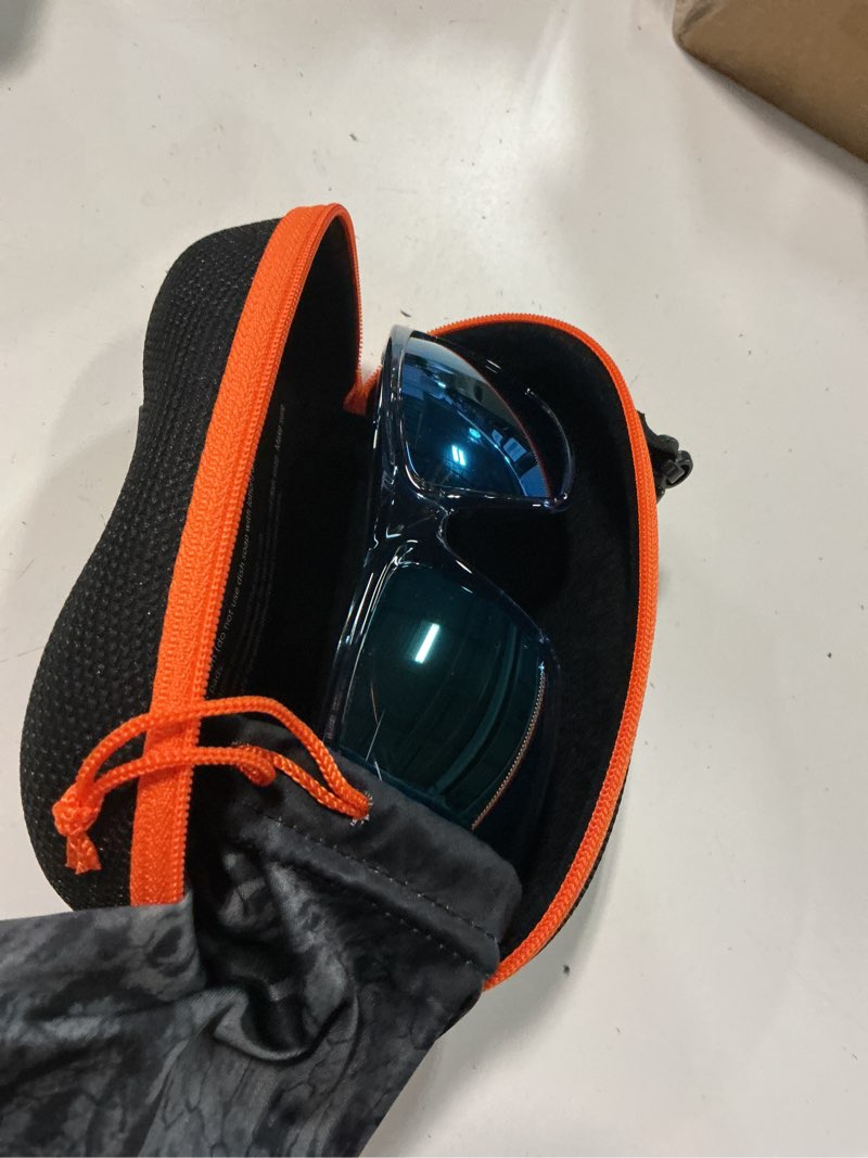 Condition photo showing New/Like New for kastking huzzah polarized sport sunglasses for men and women, ideal for driving fishing cycling and running,uv protection frame: gloss tal light blue /lens: smoke - ice blue mirror