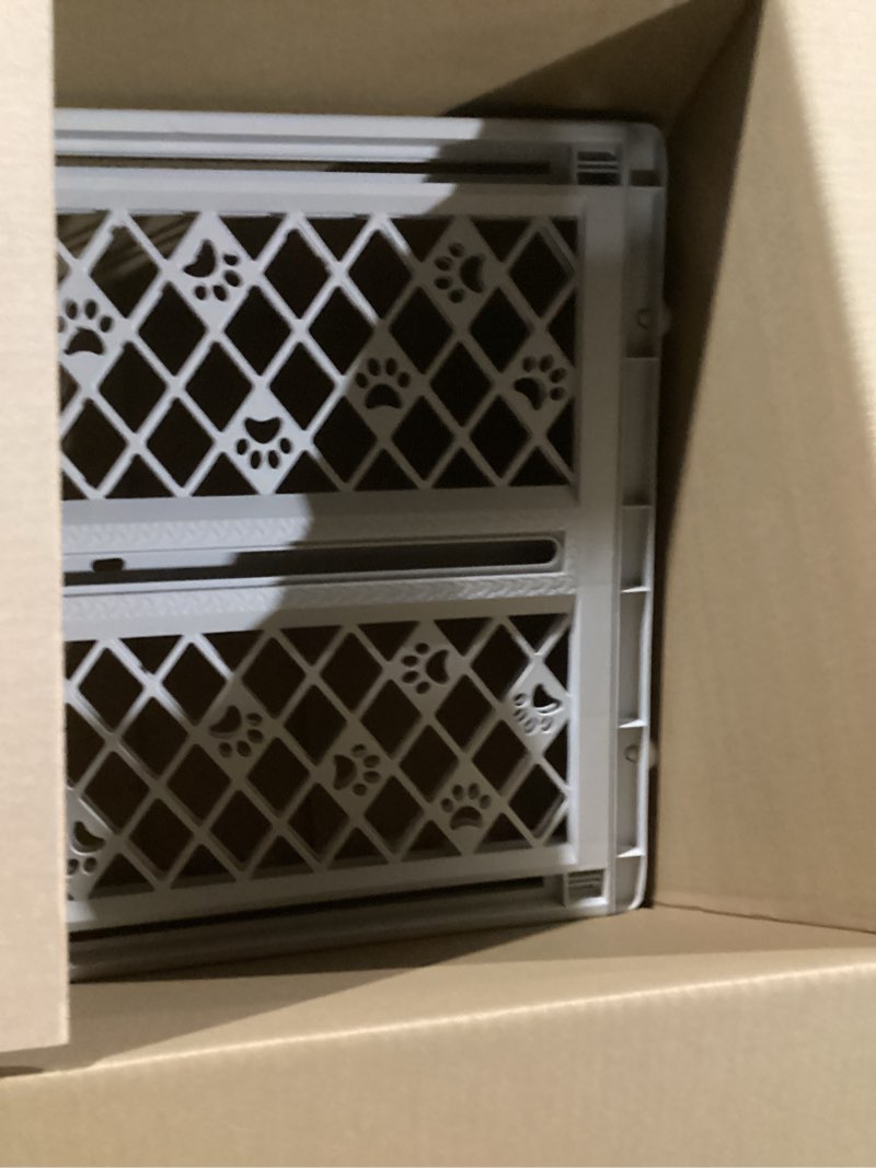 Condition photo showing Good Condition for MYPET North States Paws Portable Pet Gate: 26-40" Wide. Pressure Mount. No Tools Needed. Made in USA. Dog Gate 23" Tall, Expandable, Durable Dog Gates for Doorways, Light Gray