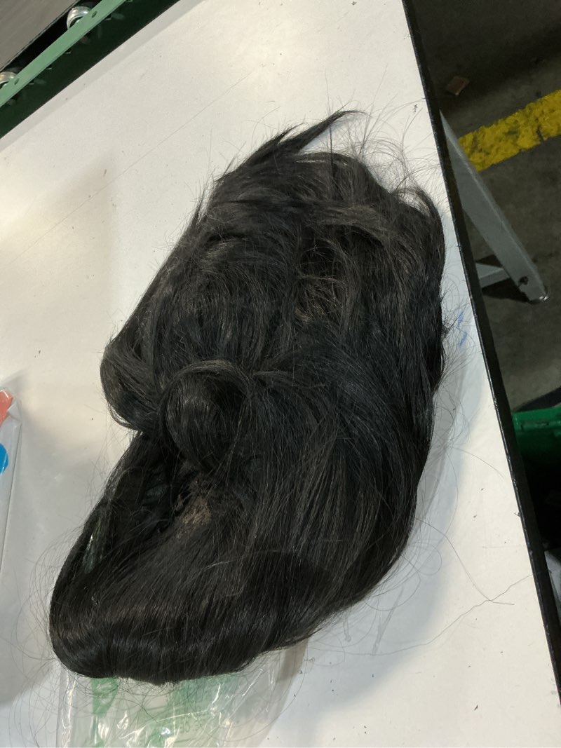 Condition photo showing As Is for aisi hair ?beginner friendly wigs? natural black wig with bangs for women, middle length naturallayered straight wig for daily party natural black 20 inch