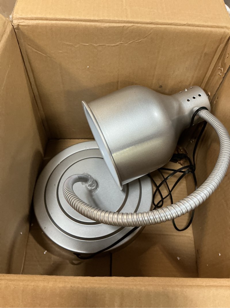 Condition photo showing Good Condition for Food Heat Lamp, Single Head 250W Stainless Steel Commercial Food Warmer Lamp with 2 Bulbs, 360° Adjustable Portable Electric Warming Light for Restaurant Kitchen Buffet Counter Party Catering Silver Single-Head