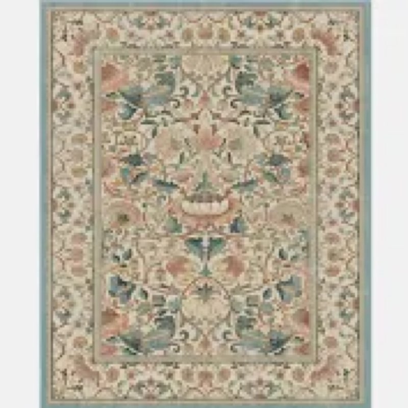 RELEANY Area Rugs 9'x12' Washable Non-Slip, Floral Vintage Distress Print Pattern Medallion Carpet f