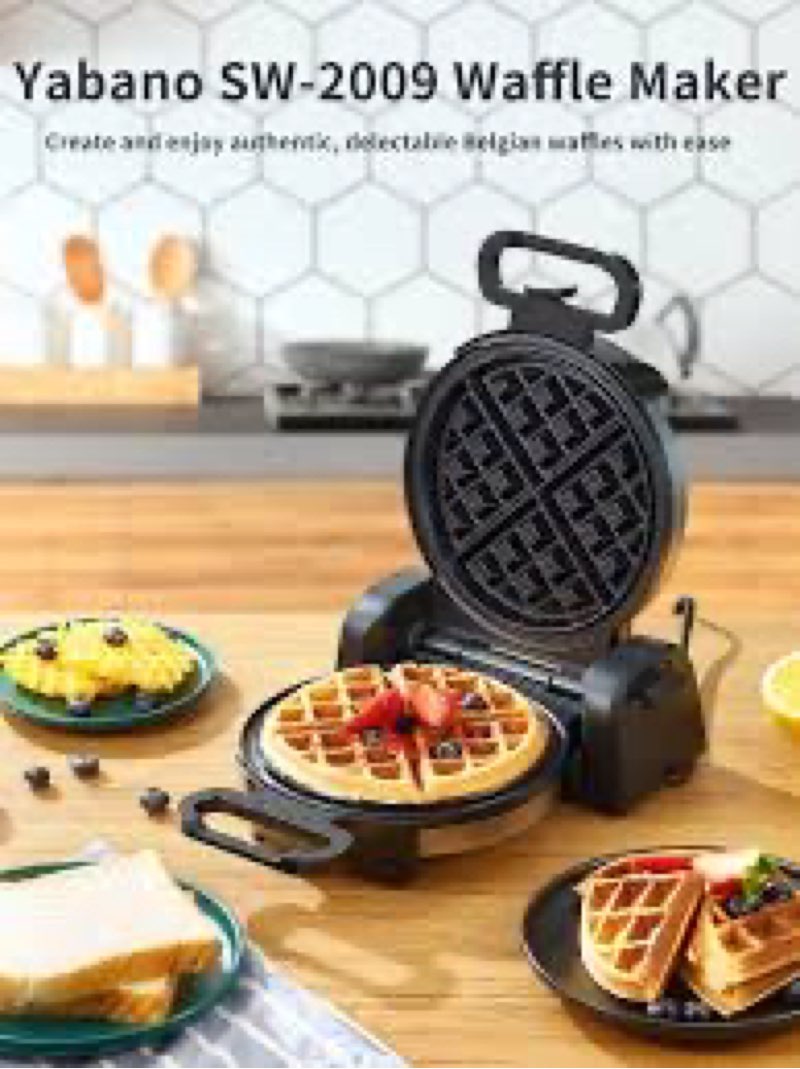 Yabano Belgian Waffle Maker - Professional Rotating Waffle Iron with Double Flip Technology, Nonstic