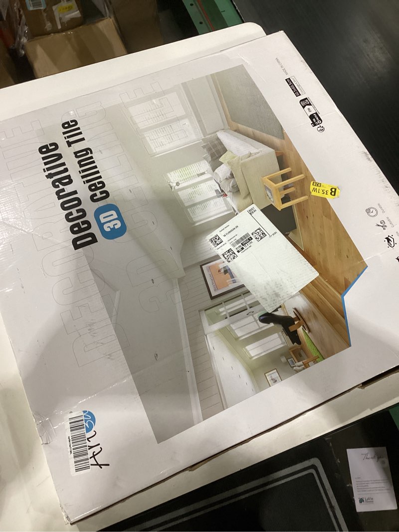 Condition photo showing New/Like New for Art3d 12-Pack Square Drop Ceiling Tile 2ft x 2ft in White, PVC Ceiling Panel 24 x 24in. - Compatible with 15/16" Drop Ceiling Grid System 24*24 White 12