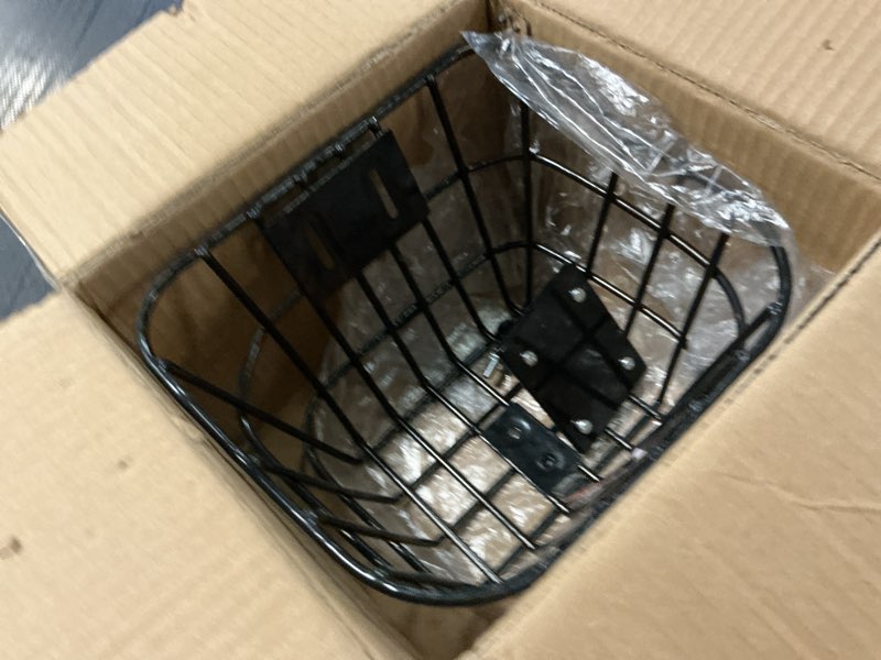 Condition photo showing Good Condition for vevor front bike basket, electric scooter basket with fixed bracket - max bearing 20 lbs, construct from solid steel, knee electric scooter accessories
