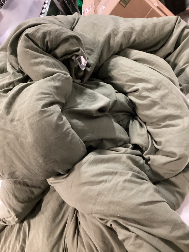 Condition photo showing As Is for WRENSONGE Queen Comforter Set - 3 Pieces Prewashed Olive Green Comforter Soft Lightweight for All Seasons,Down Alternative Comforters Queen Size with 2 Pillow Shams 01- Olive Green Queen(90"*90")