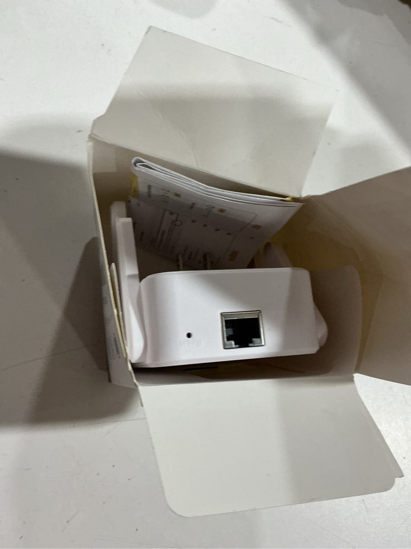 Condition photo showing As Is for 1200mbps wifi extender signal booster for home, dual band 5ghz/2.4ghz wireless internet repeater with 4 external antennas, covers up to 3600 sq.ft & supports 80 devices, ap mode with ethernet port