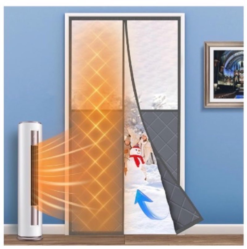 LIAMST Magnetic Thermal Insulated Door Curtain, Fits Door Size 36\\\" x 82\\\", Center Opening, Durable Ox